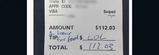 Waitress responds to LOL note, no tip with … THIS